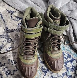 Men's 7 Puma Sky II Hi Duck Boot Olive Brown Classic 362891 02